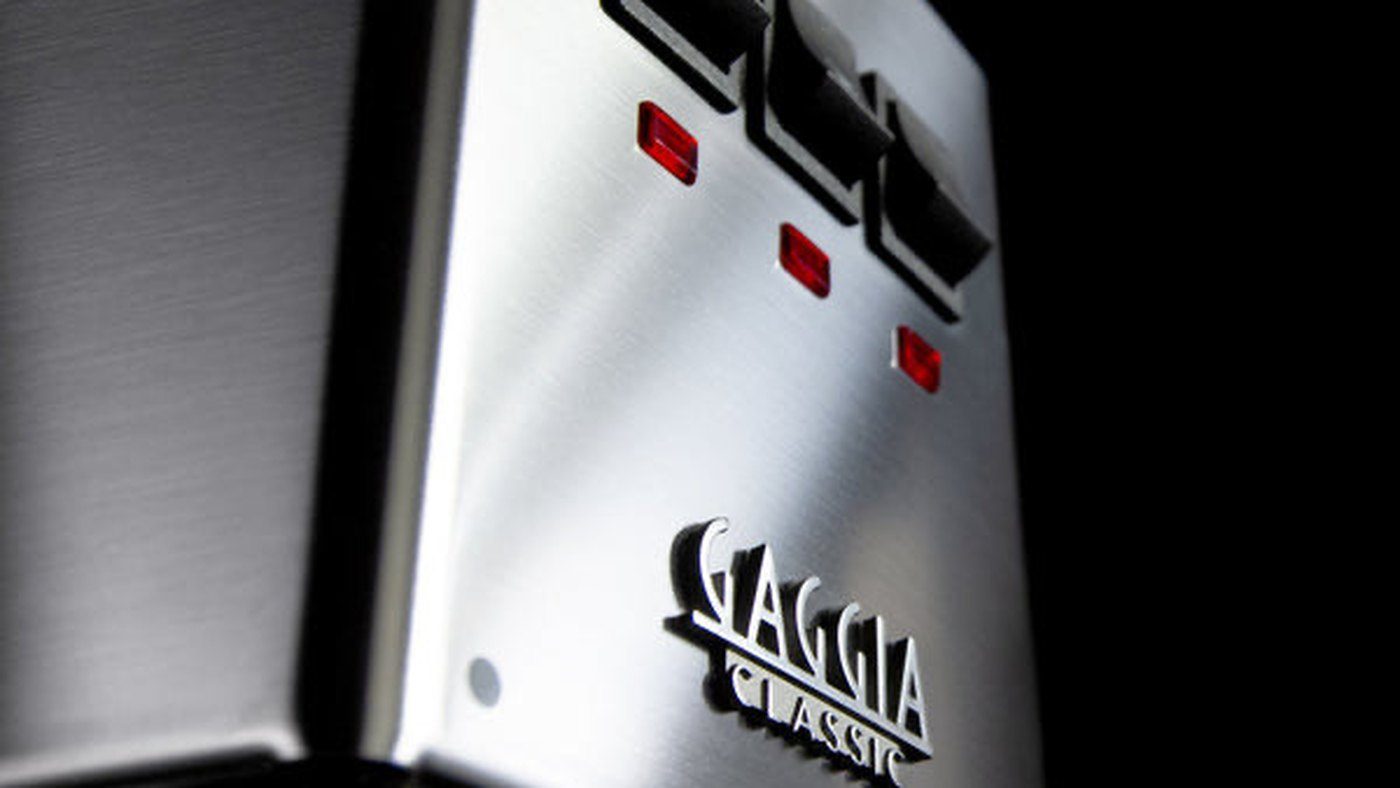 Gaggia Classic E24 style stainless front panel before opening the case