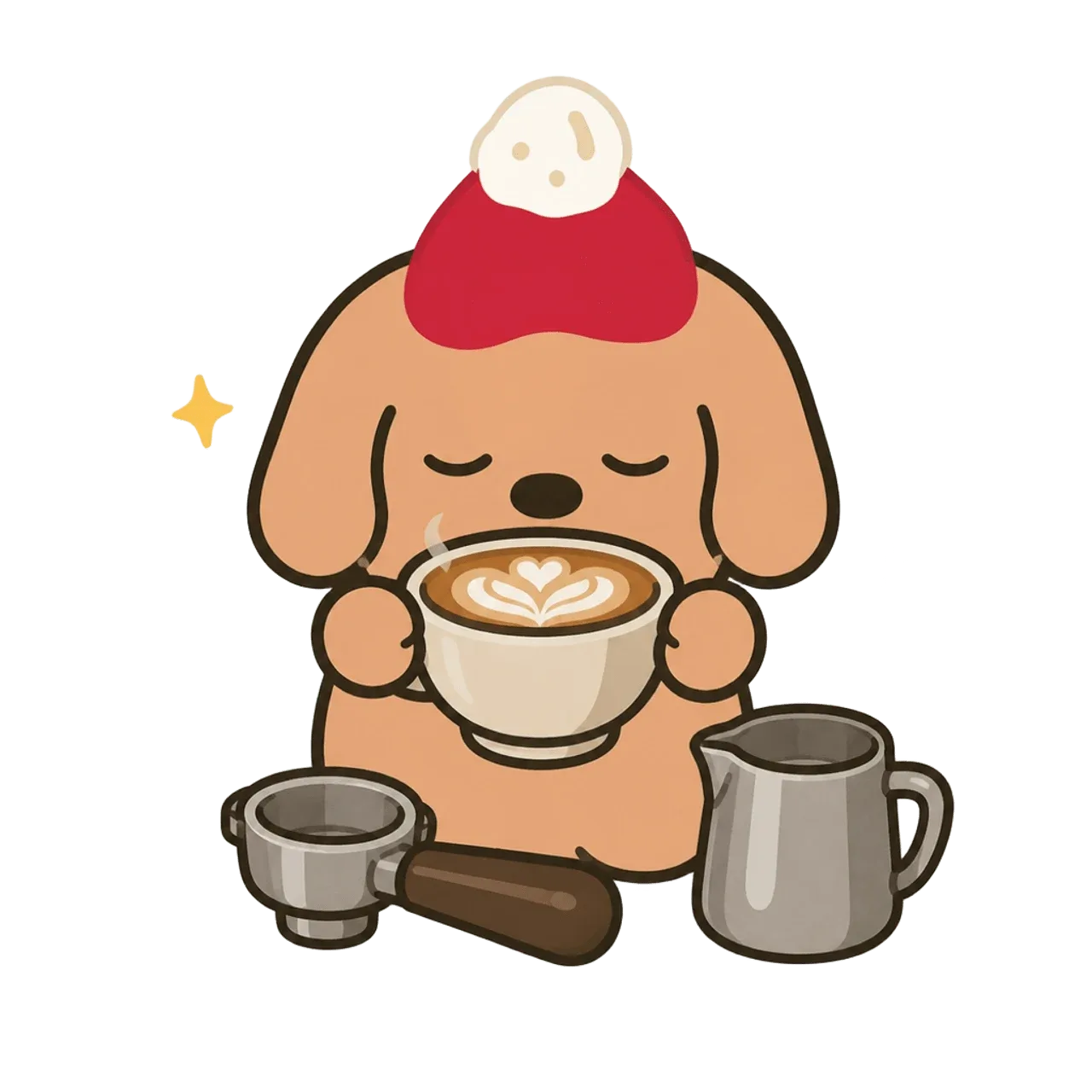 Coffee dog mascot at the end of the article
