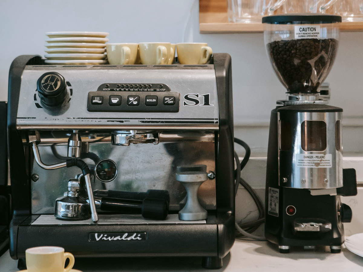DIY espresso machine workbench with maintenance tools