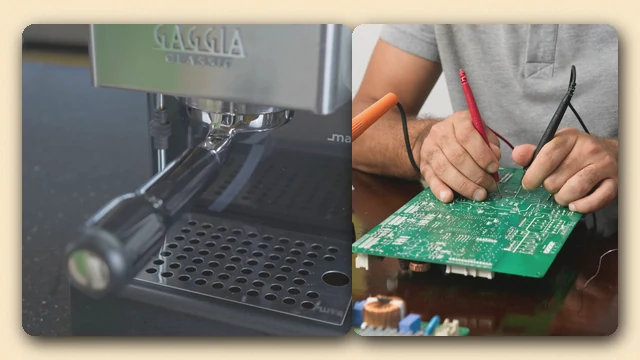 Gaggia espresso machine teardown and electronics workbench