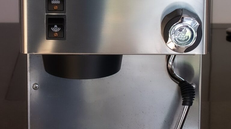 Rancilio Silvia espresso machine on a counter, front view