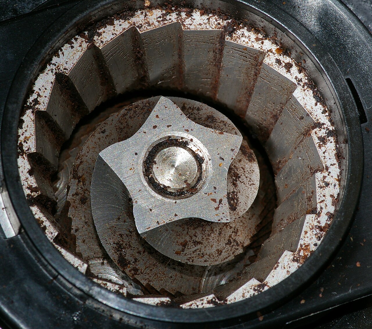 Real burr-grinder mechanism with the hopper removed