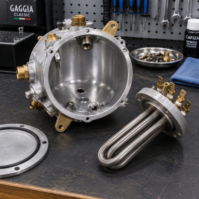 Gaggia Classic Pro espresso machine showing group head and chassis assembly
