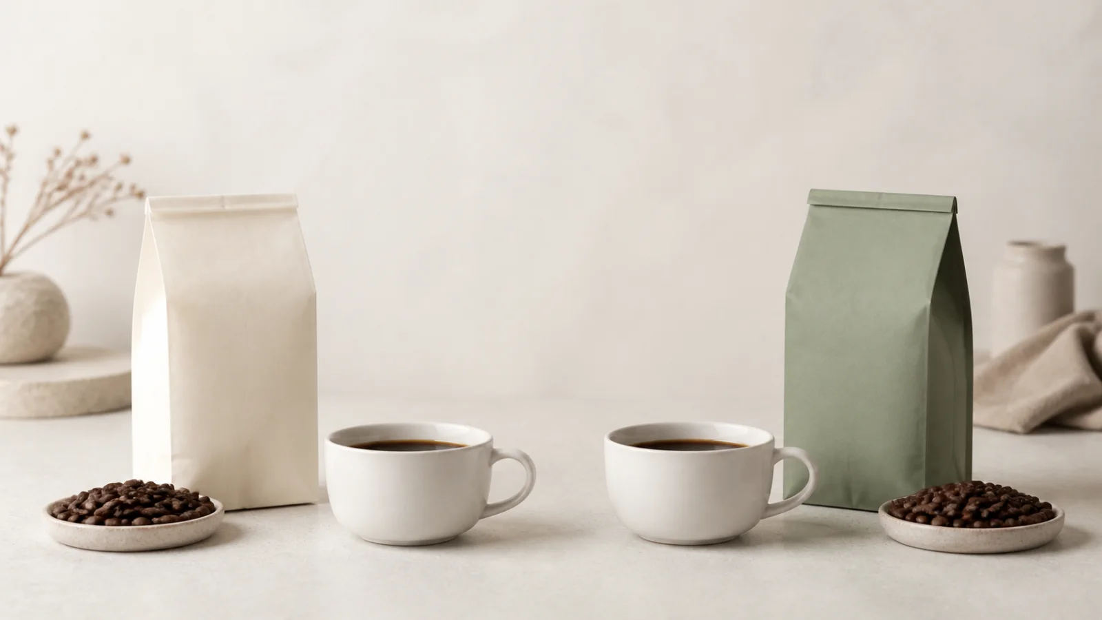 Two coffee setups — the tamp tool is the small variable