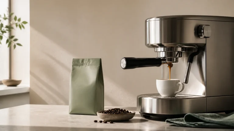 Home espresso machine on the bar — pressure is a valve, not the pump sticker