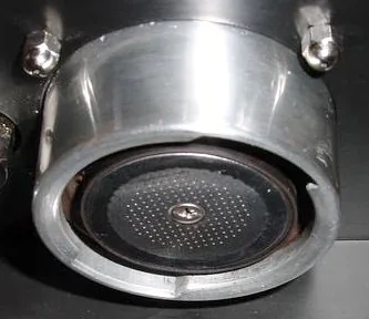 Espresso machine group head used as context for group-path and solenoid troubleshooting