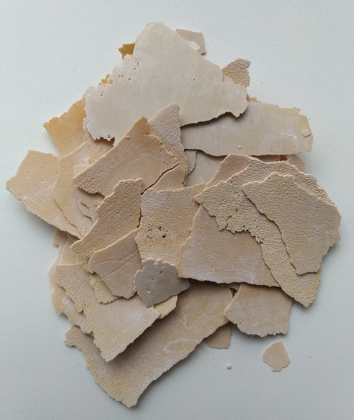 Real limescale chips illustrating mineral deposits that hard water can form