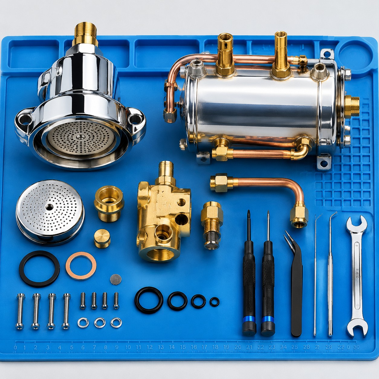 Disassembled boiler cavity showing inner surface and gasket contact point