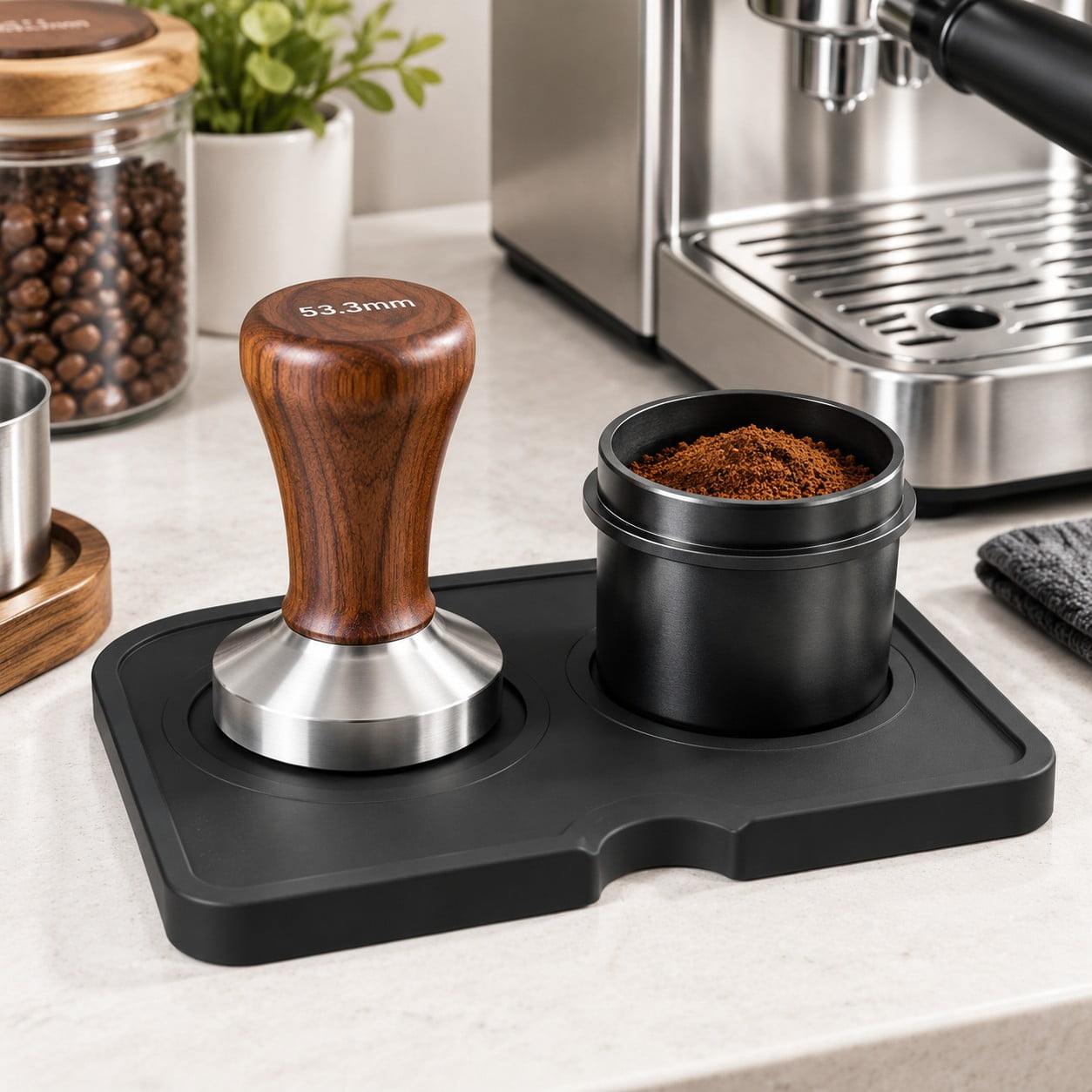 Comparison of standard espresso accessories versus precision aftermarket tools