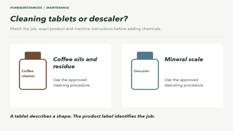 Illustrated coffee cleaner and descaler for separate maintenance jobs